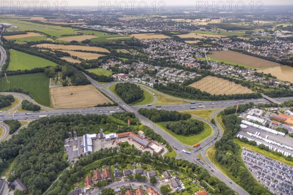 Aerial photo, control centre fire brigade and rescue service district Unna, at the motorway A1 and