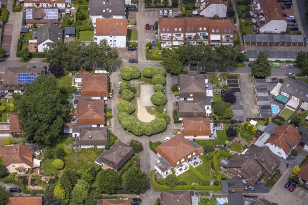 Aerial view, housing estate Zedernweg with semi-detached houses, Unna, Ruhr area, North
