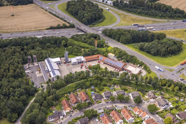 Aerial photo, control centre fire brigade and rescue service district Unna, at the motorway A1 and