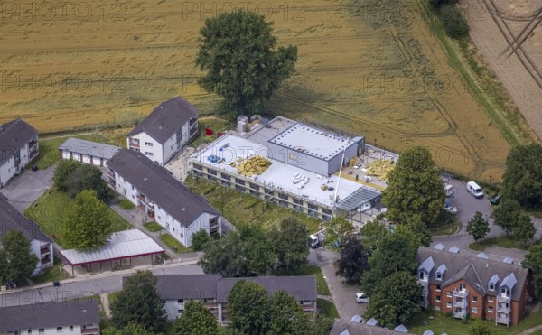 Aerial view, Buderuskolonie, Campus Unna Hochschulcampus, construction site at Lippestraße, Maßen,