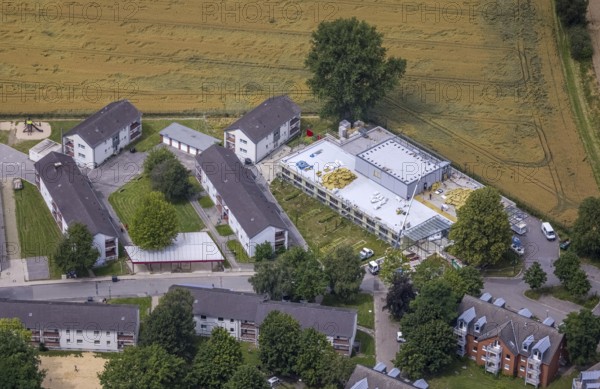 Aerial view, Buderuskolonie, Campus Unna Hochschulcampus, construction site at Lippestraße, Maßen,