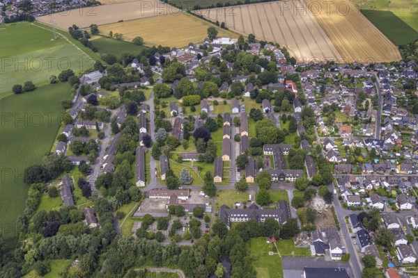 Aerial view, Buderuskolonie, Campus Unna Hochschulcampus, construction site at Lippestraße, Maßen,