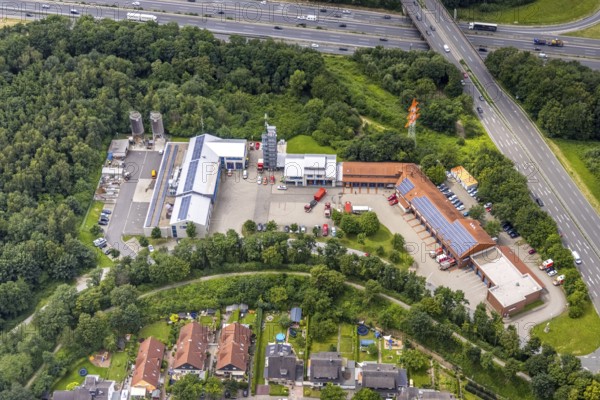 Aerial photo, control centre fire brigade and rescue service district Unna, at the motorway A1 and
