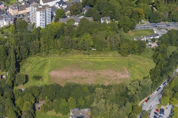 Aerial view, sports field Rote Berge am Alten Schacht in the district Lindenberg in Schwelm, Ruhr