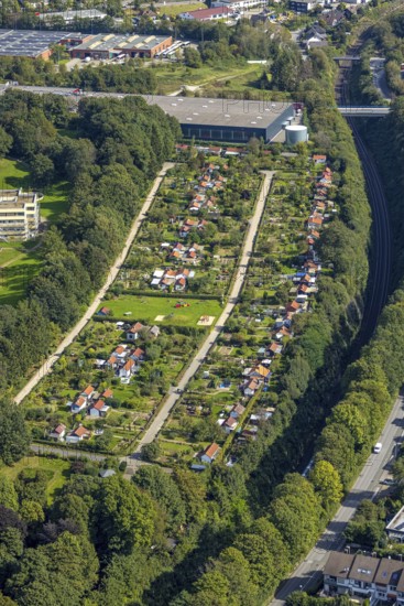 Aerial view, allotment garden association Schloss Martfeld in Schwelm, Ruhr area, North