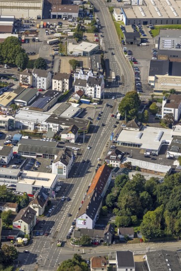 Aerial view, Berliner Straße in the district Lindenberg in Schwelm, Ruhr area, North