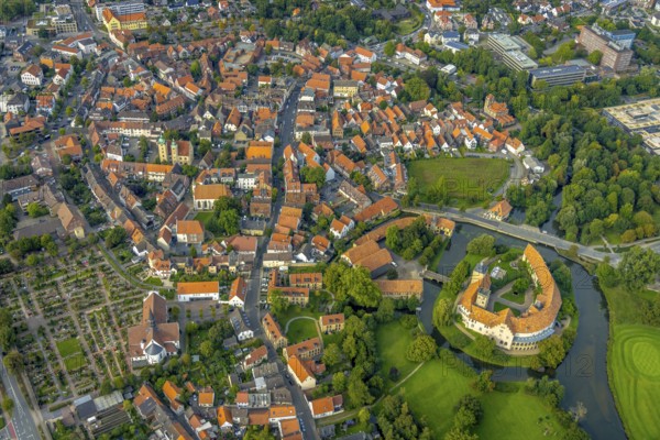 Aerial view, Burgsteinfurt Castle, also known as Steinfurt Castle, in the Burgsteinfurt district of