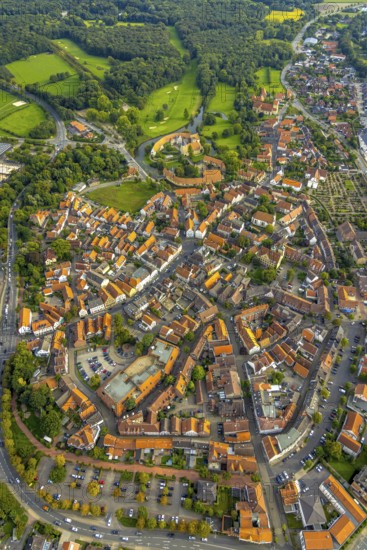 Aerial view, Burgsteinfurt Castle, also known as Steinfurt Castle, in the Burgsteinfurt district of