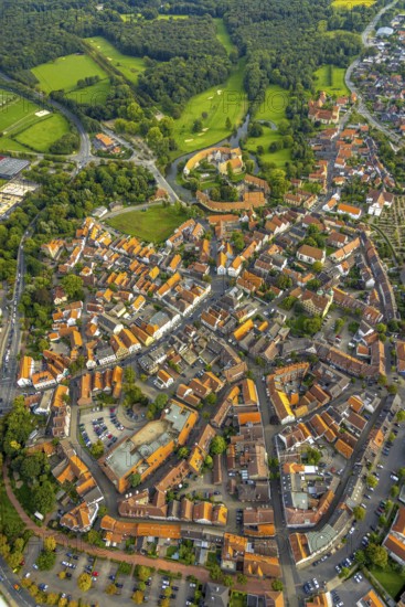 Aerial view, Burgsteinfurt Castle, also known as Steinfurt Castle, in the Burgsteinfurt district of