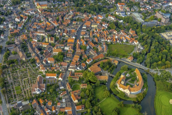 Aerial view, Burgsteinfurt Castle, also known as Steinfurt Castle, in the Burgsteinfurt district of