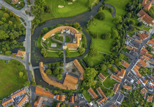 Aerial view, Burgsteinfurt Castle, also known as Steinfurt Castle, in the Burgsteinfurt district of
