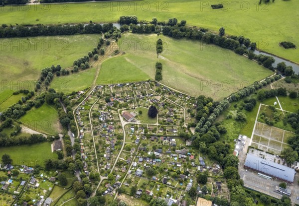 Aerial view, allotment garden site in the south of Schwerte, a week ago there was still land under