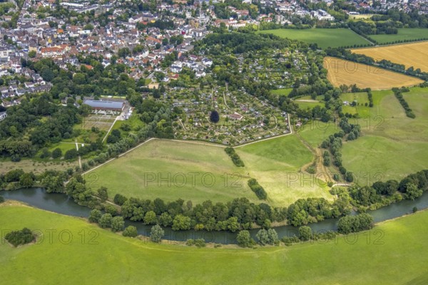 Aerial view, allotment garden site in the south of Schwerte, a week ago there was still land under
