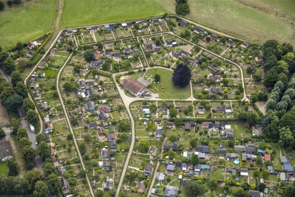 Aerial view, allotment garden site in the south of Schwerte, a week ago there was still land under