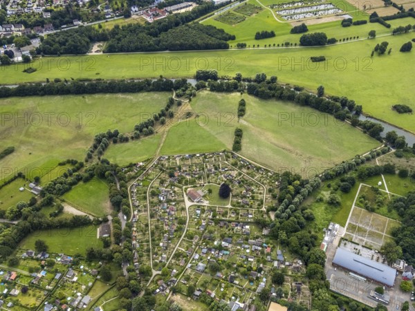 Aerial view, allotment garden site in the south of Schwerte, a week ago there was still land under