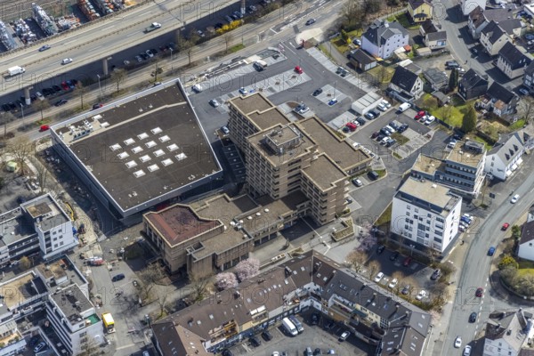Aerial photo, Rathuas Geisweid, Lindenplatz, Geisweid-Ruhrst, Siegen, Siegerland, North