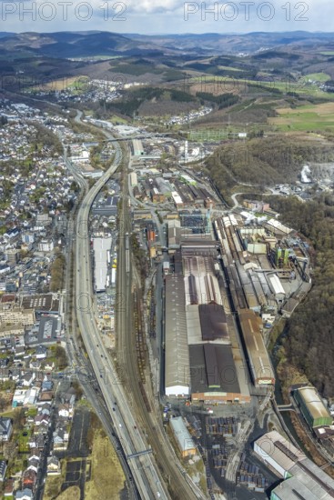 Aerial view, Deutsche Edelstahlwerke, Geisweid-Stahlwerke, Siegen, Siegerland, North