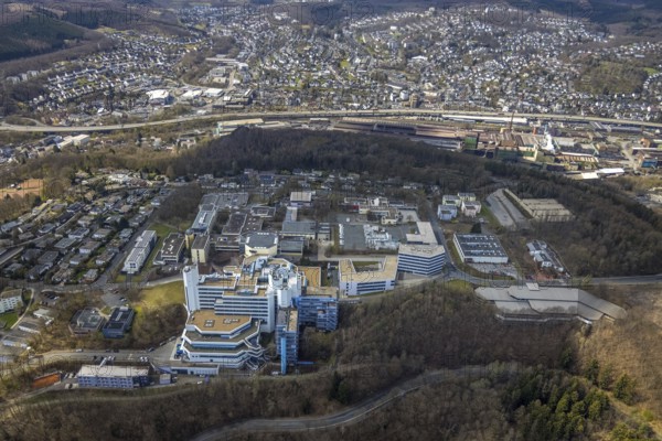 Aerial photograph, University of Siegen - Main Library, Weidenau-Haardter Berg, Siegen, Siegerland,