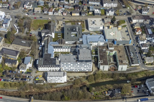 Aerial view, Kreisklinikum Siegen, Weidenau-West, Siegen, Siegerland, North Rhine-Westphalia,