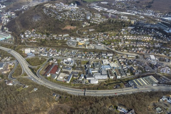 Aerial view, Kreisklinikum Siegen, Fürst-Johann-Moritz-Gymnasium, Weidenau-West, Siegen,