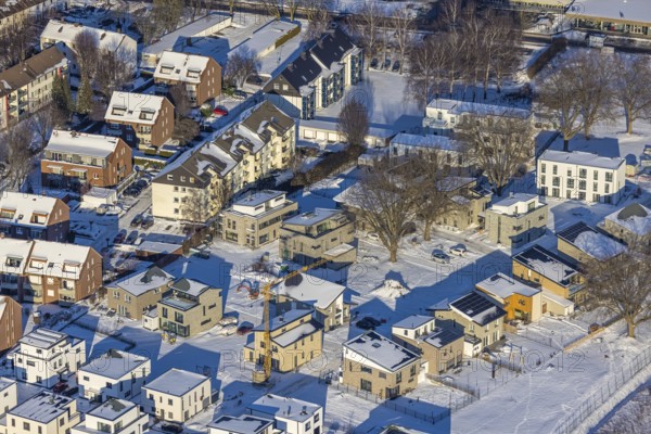 Aerial view, Belgian Quarter Soest, new construction of flats and terraced houses, former Belgian