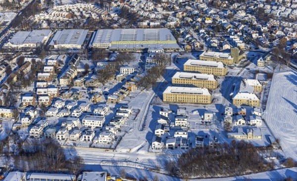 Aerial view, Belgian Quarter Soest, new construction of flats and terraced houses, former Belgian