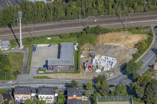 Aerial view, construction site Red Cross Am Ochsenkamp next to the Technical Relief Organisation