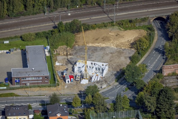 Aerial view, construction site Red Cross Am Ochsenkamp next to the Technical Relief Organisation