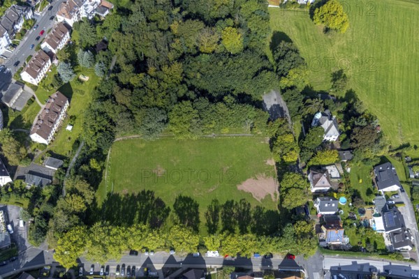 Aerial view, sports field in the Grothestraße forest at the corner of Drosselweg in Schwelm, Ruhr