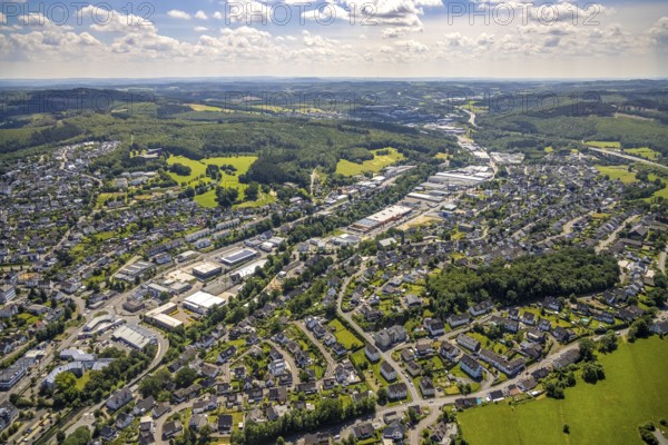 Aerial view, commercial area In der Trift, Koblenzer Straße, Dahl, Olpe, Sauerland, North