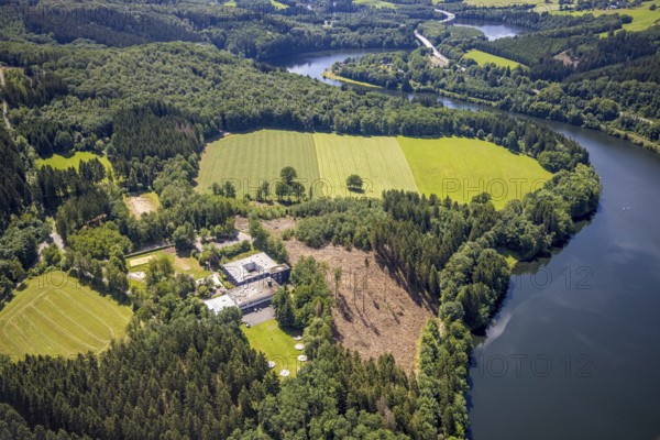 Aerial photo, Biggesee, Eichhagen, Olpe, Sauerland, North Rhine-Westphalia, Germany,