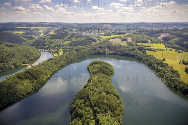 Aerial view, Biggesee, Camping- und Erholungsanlage Biggesee, Kessenhammer, Rhode, Olpe, Sauerland,