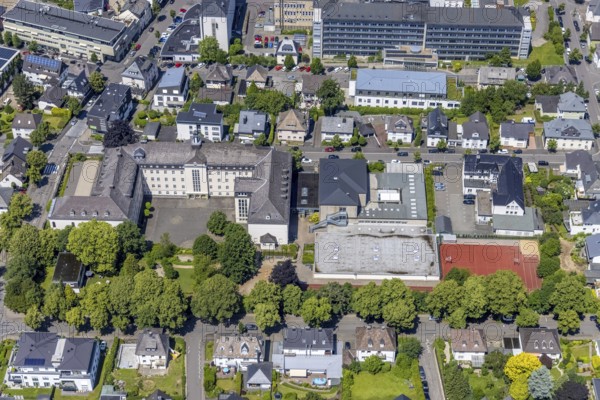 Aerial photo, St.-Franziskus-Schule, Gymnasium und Realschule, Olpe-Stadt, Olpe, Sauerland, North