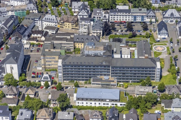 Aerial view, St. Martinus-Hospital, Olpe-Stadt, Olpe, Sauerland, North Rhine-Westphalia, Germany,