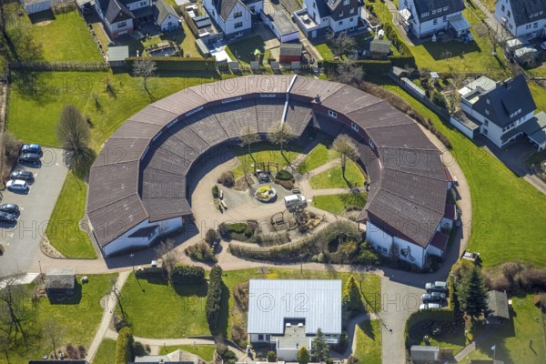 Aerial view, Josefsheim Bigge, nursing home, vocational training centre, Bigge, Olsberg, Sauerland,