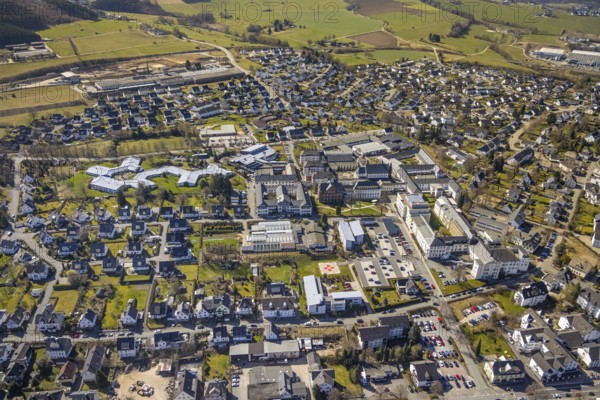 Aerial view, local view Bigge, Josefsheim Bigge, Elisabeth-Klinik Bigge, Josefs Brauerei, Olsberg,
