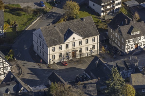 Aerial view, district court and court museum Bad Fredeburg in the district Fredeburg in