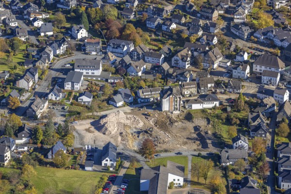 Aerial view, demolition of the Josefs-Hospital and construction site Am Schwesternheim in Olsberg,