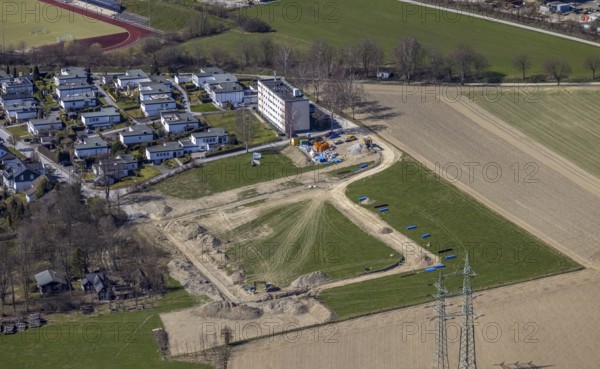 Aerial view, construction site, construction area Altes Feld II, Breslauer Straße, Schmallenberg,