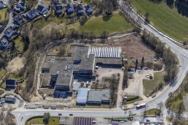 Aerial photo, Erich Kästner-Realschule, Fredeburg, Schmallenberg, Sauerland, North
