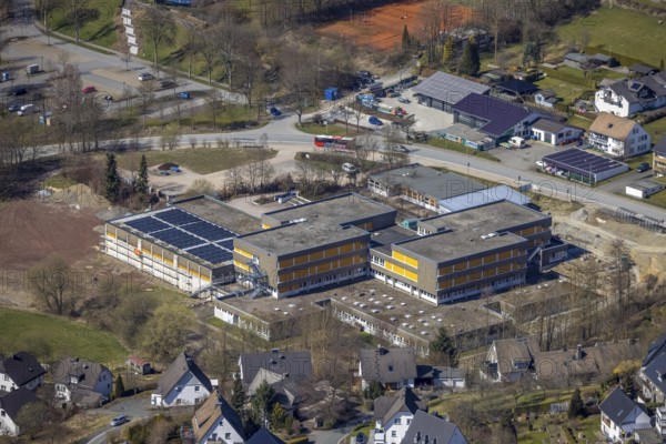 Aerial photo, Erich Kästner-Realschule, Fredeburg, Schmallenberg, Sauerland, North