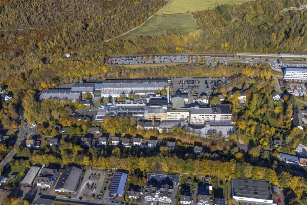 Luftbild, Werk Oventrop Armaturen im Ortsteil Bigge in Olsberg, Sauerland, Nordrhein-Westfalen,