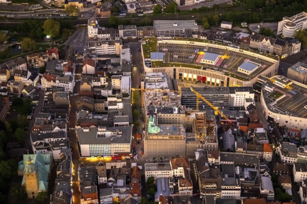Aerial view, old town with Kaiserwall, Palais Vest shopping centre, city centre, Recklinghausen,