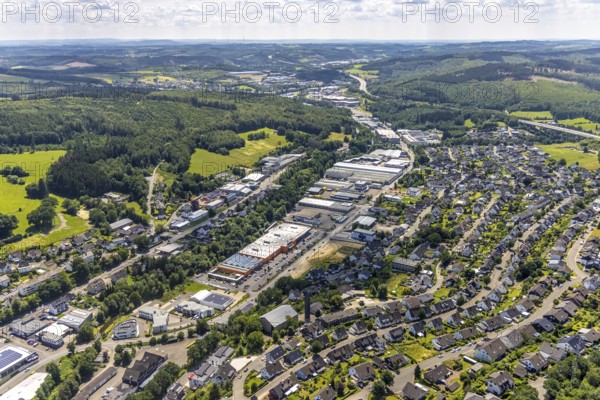 Aerial view, commercial area In der Trift, Koblenzer Straße, Dahl, Olpe, Sauerland, North