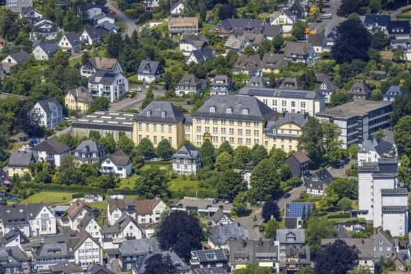 Aerial photo, Städtisches Gymnasium Olpe, Olpe-Stadt, Olpe, Sauerland, North Rhine-Westphalia,