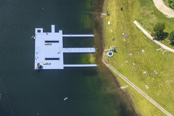 Aerial view, Biggesee, Camping Biggesee - Vier Jahreszeiten, bathers, Sondern, Olpe, Sauerland,