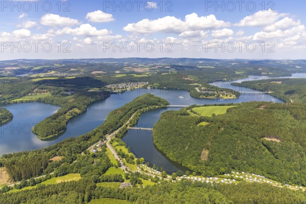 Aerial view, Biggesee, Camping and Recreation Centre Biggesee in the foreground, Camping Biggesee -