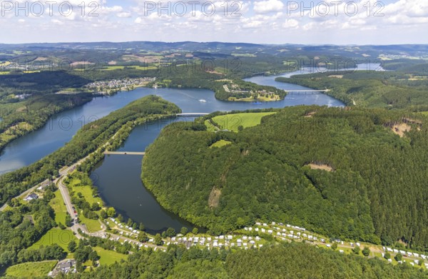 Aerial view, Biggesee, Camping and Recreation Centre Biggesee in the foreground, Camping Biggesee -