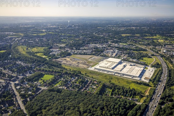 Aerial view, Edeka central warehouse Oberhausen with fallow land and Sterkrade colliery in the