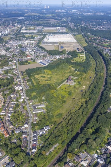 Aerial view, Sterkrade colliery with historic winding tower, Edeka central warehouse and SEGRO
